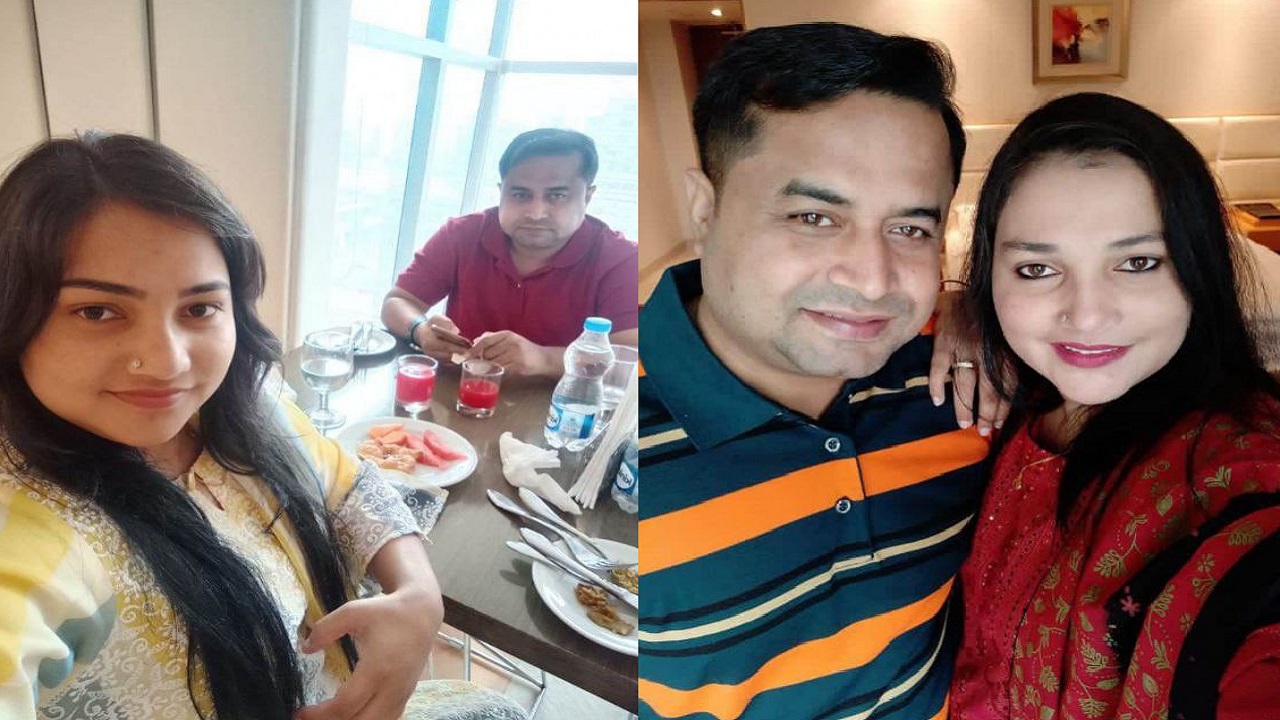 যুবলীগ নেতা মুজিবুল হাসান শামীম হাজারীর সঙ্গে স্ত্রীর অধিকার চেয়ে অনশনে বসা তরুণী। ছবি : সংগৃহীত