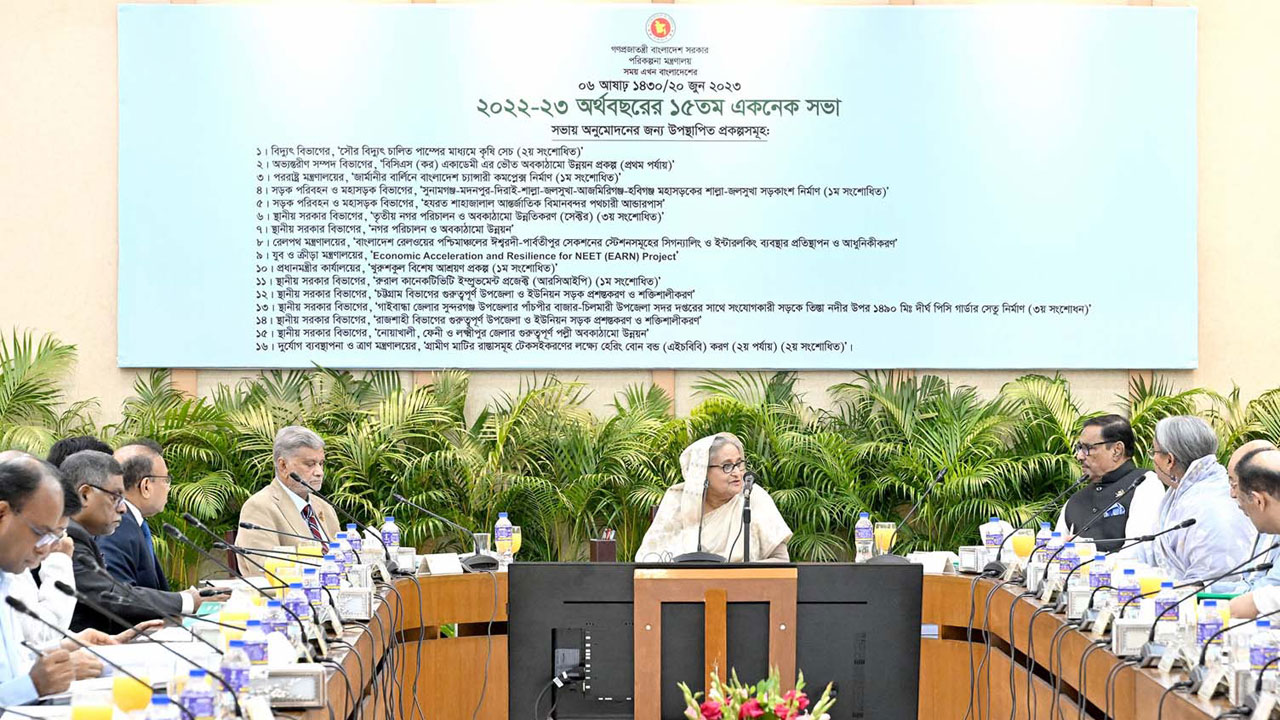 শেরেবাংলা নগরের এনইসি সম্মেলন কক্ষে একনেক সভায় সভাপতিত্ব করেন প্রধানমন্ত্রী শেখ হাসিনা। ছবি : সংগৃহীত
