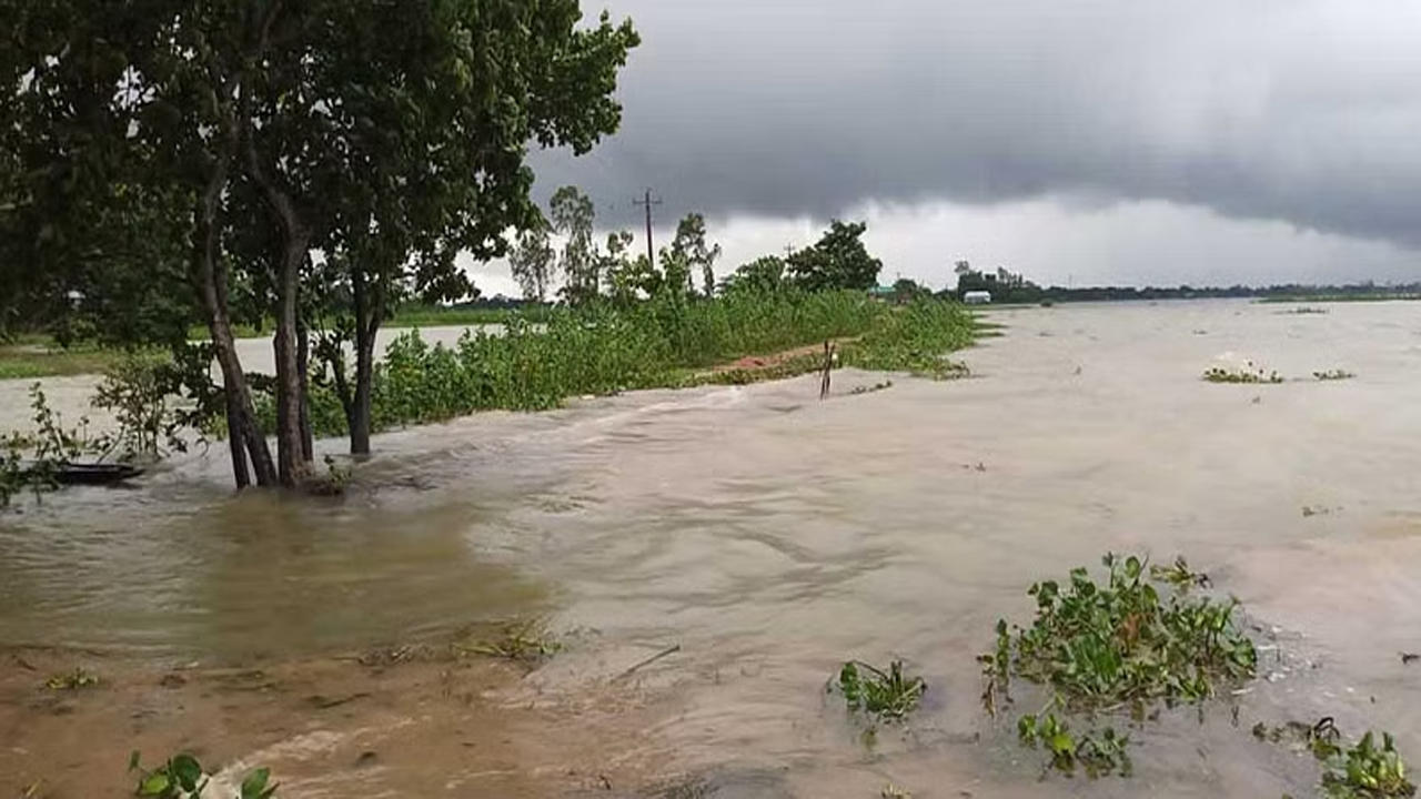 পানিতে তলিয়ে গেছে সুনামগঞ্জের সড়ক। ছবি: সংগৃহীত