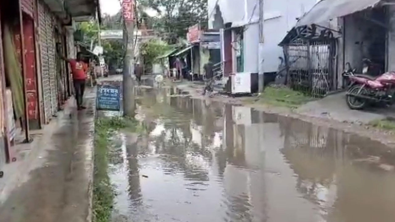 আশাশুনি উপজেলার জনতা ব্যাংক মোড় থেকে থানা মোড় পর্যন্ত প্রধান সড়কে বেহাল দশা। ছবি : সংগৃহীত