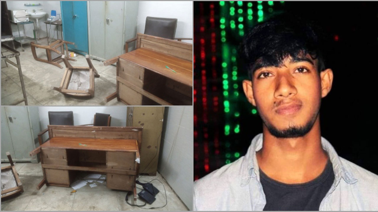 ইবির মেডিকেল সেন্টারে ভাঙচুর করল আইন বিভাগের শিক্ষার্থী রেজোয়ান সিদ্দিকী কাব্য। ছবি : সংগৃহীত