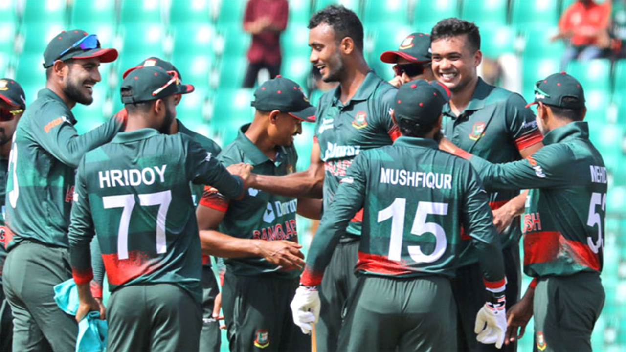 উইকেট পেয়ে বাংলাদেশ দলের উল্লাস। ছবিঃ সংগৃহীত
