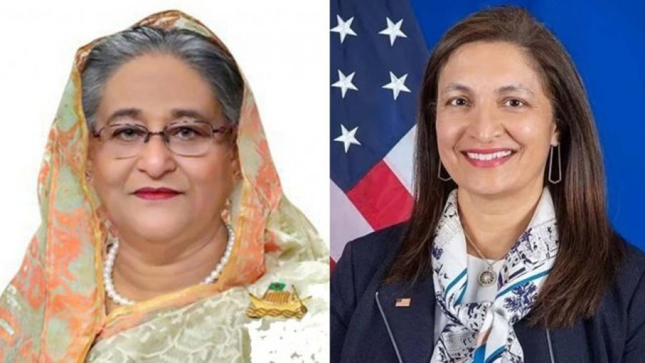 প্রধানমন্ত্রী শেখ হাসিনা ও মার্কিন আন্ডার সেক্রেটারি উজরা জেয়া। ছবি : সংগৃহীত