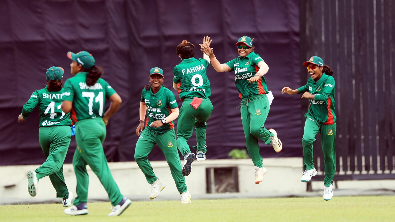 বাংলাদেশ নারী ক্রিকেট দলের উল্লাস। ছবি : সংগৃহীত