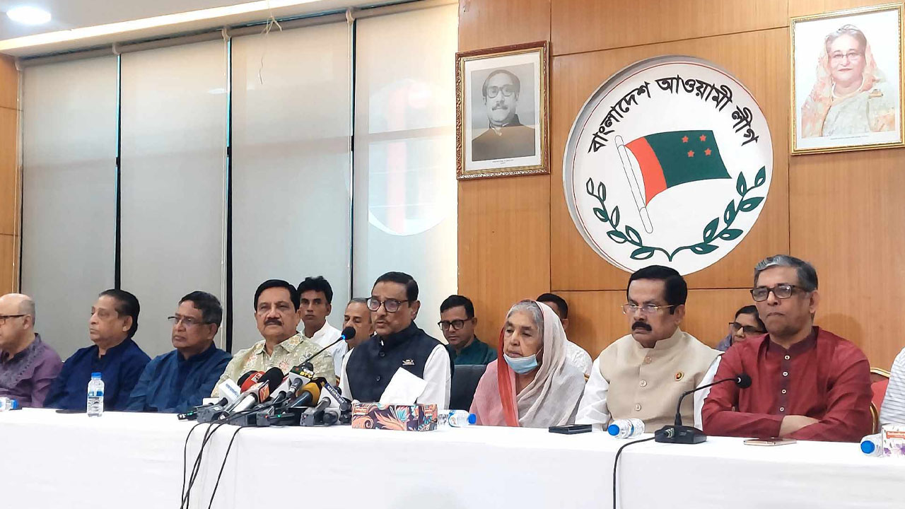 বঙ্গবন্ধু এভিনিউয়ে সম্পাদকমণ্ডলীর সভায় আওয়ামী লীগের সাধারণ সম্পাদক ওবায়দুল কাদের। ছবি : কালবেলা