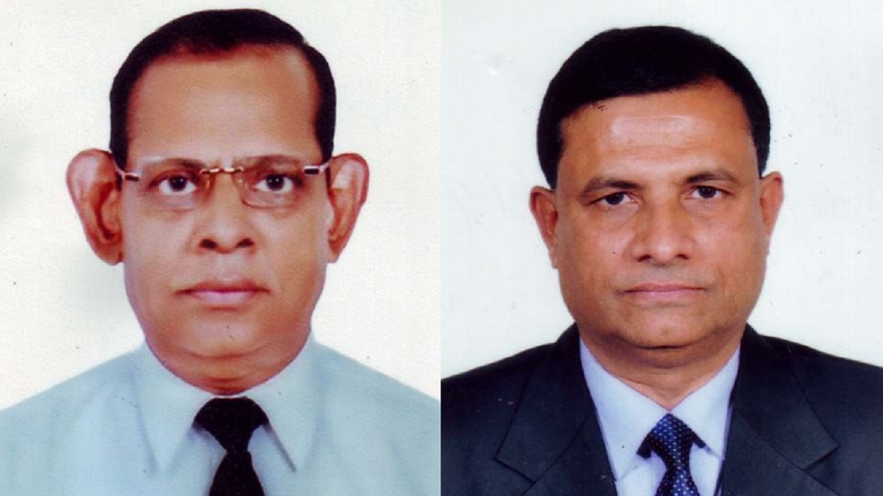 শ্রী শ্রী ঢাকেশ্বরী মন্দির পরিচালনা কমিটির সভাপতি শ্রী চিত্ত রঞ্জন মজুমদার (বায়ে) ও সাধারণ সম্পাদক শ্রী দ্বীপেন্দ্র নাথ চ্যাটার্জী। ছবি : সংগৃহীত