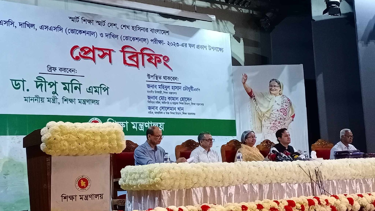 এসএসসি ও সমমান পরীক্ষার ফলাফল প্রকাশ করছেন শিক্ষামন্ত্রী দীপু মনি। ছবি: কালবেলা