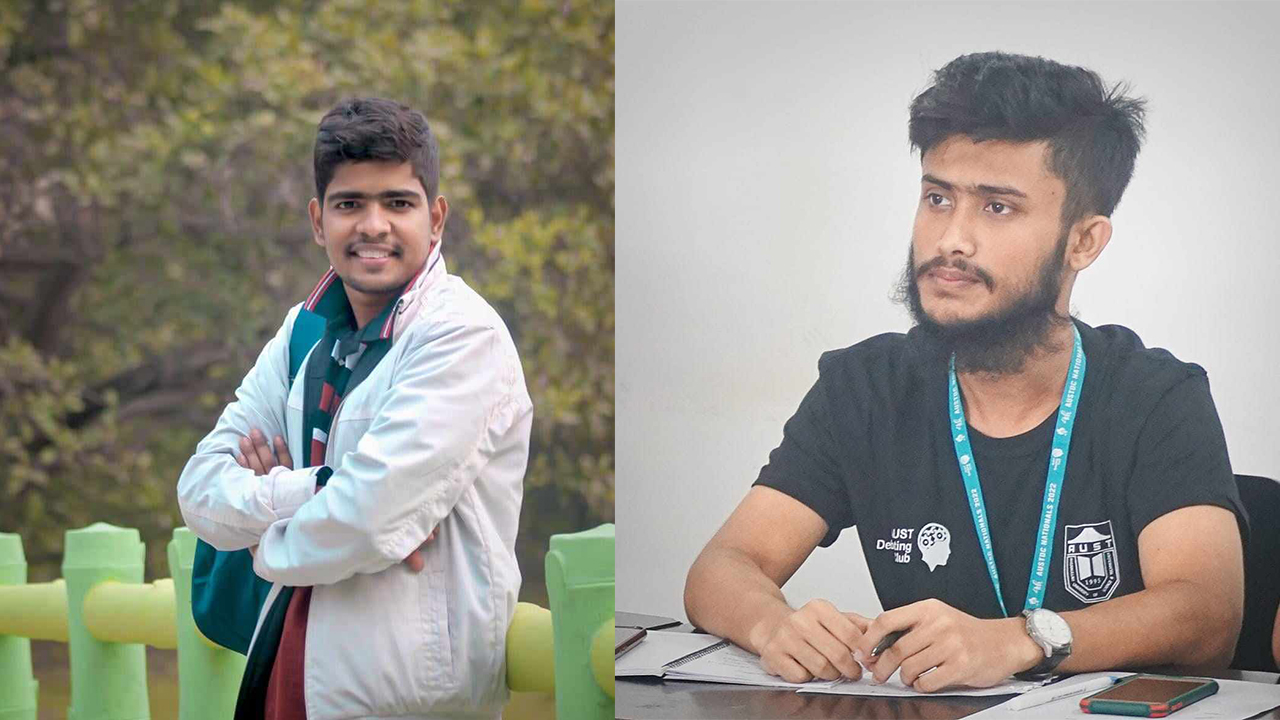 ঢাকা কলেজ ডিবেটিং সোসাইটির (ডিসিডিএস) সভাপতি মো. আব্দুর রহমান (বামে) এবং সাধারন সম্পাদক শাহাদাত হোসাইন (ডানে)।