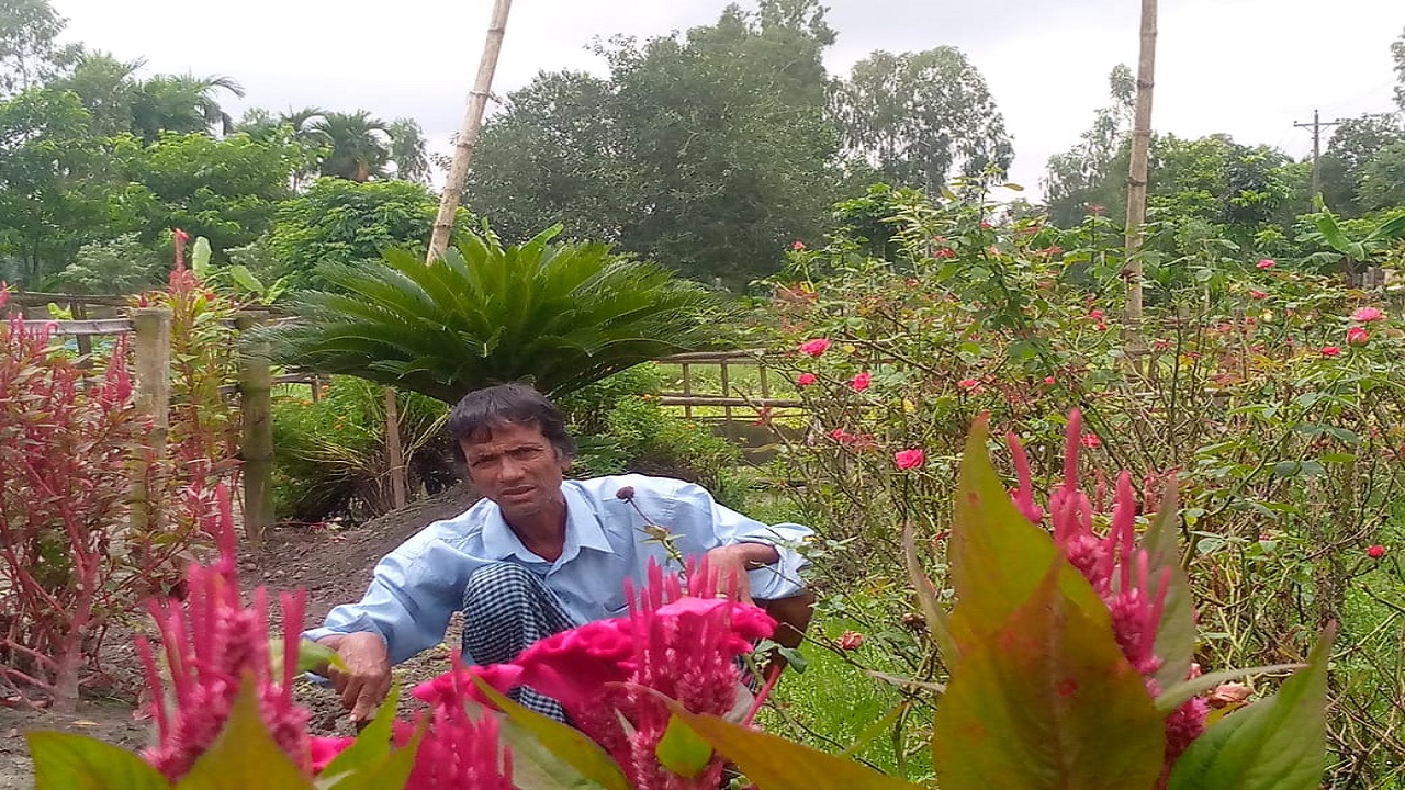 ফুল চাষি গোপীনাথ। ছবি: কালবেলা