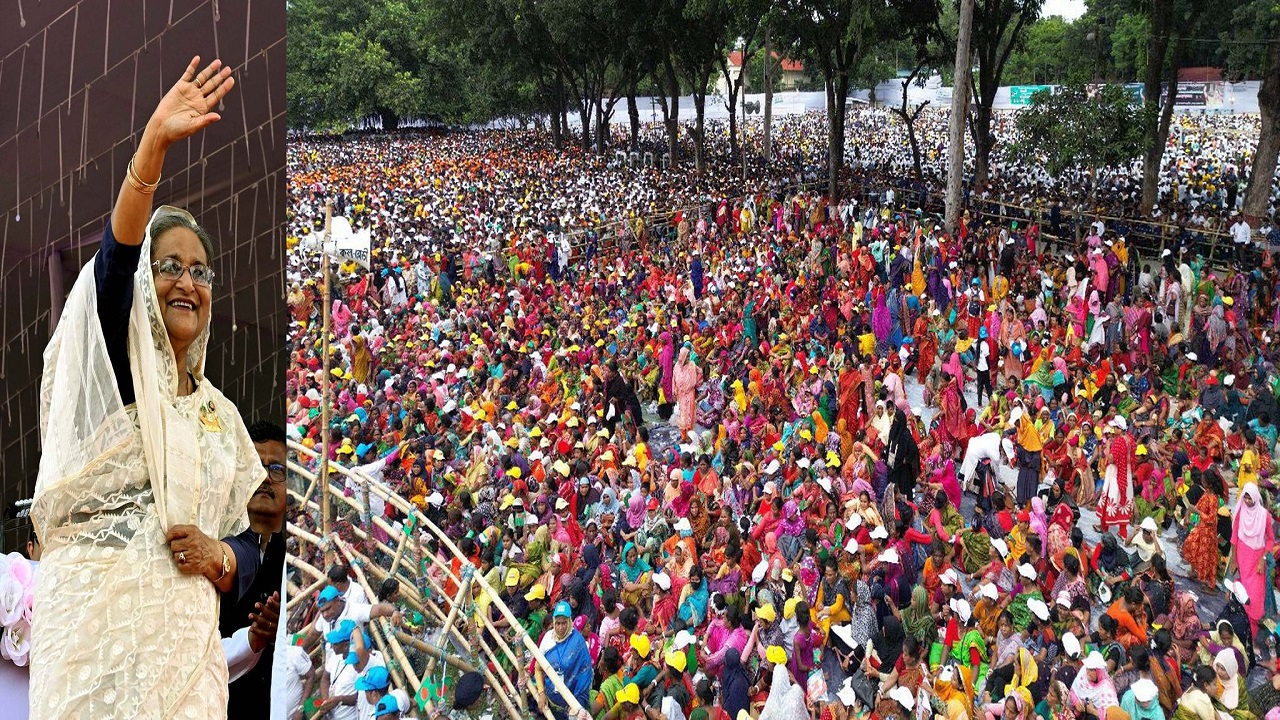 রংপুরে জনসভায় প্রধানমন্ত্রী শেখ হাসিনা। ছবি: কালবেলা