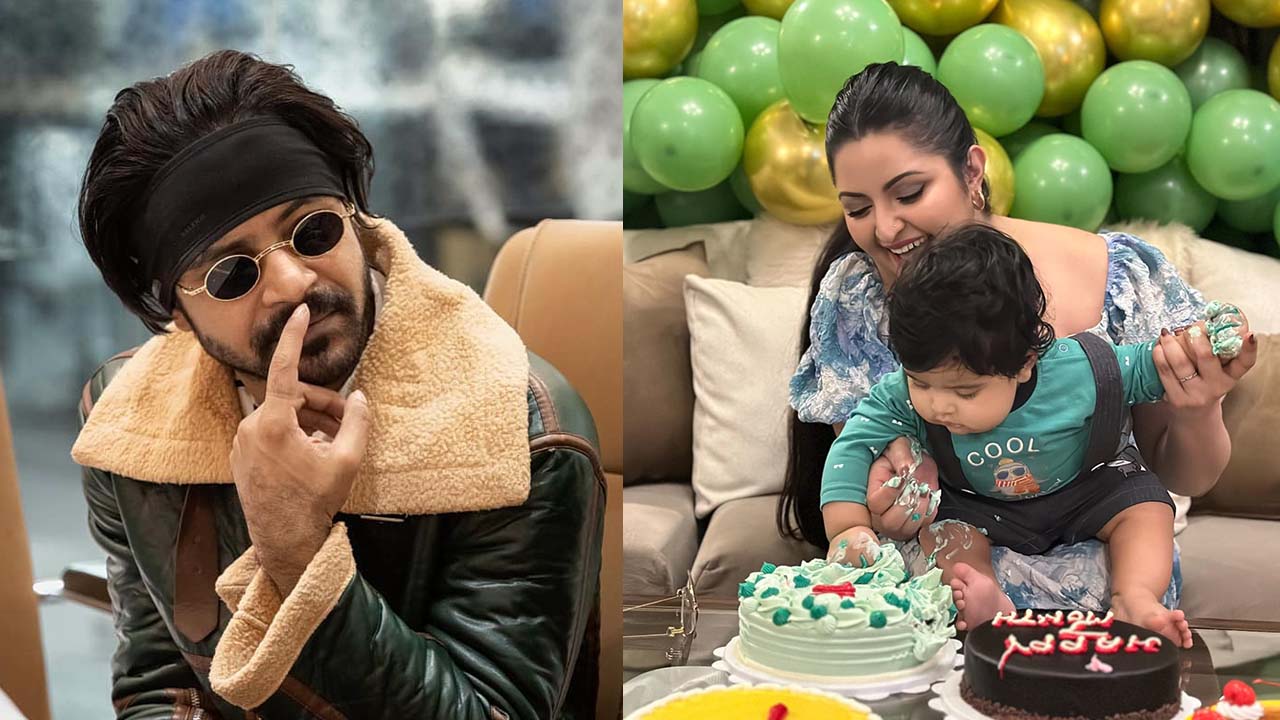 অভিনেতা শরিফুল রাজ ও রাজ্যকে কোলে নিয়ে পরীমনি। ছবি : সংগৃহীত