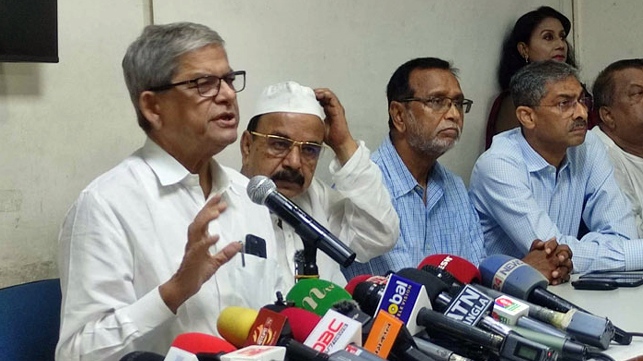 বিএনপির কেন্দ্রীয় কার্যালয়ে সংবাদ সম্মেলনে মির্জা ফখরুল ইসলাম আলমগীর। ছবি : সংগৃহীত