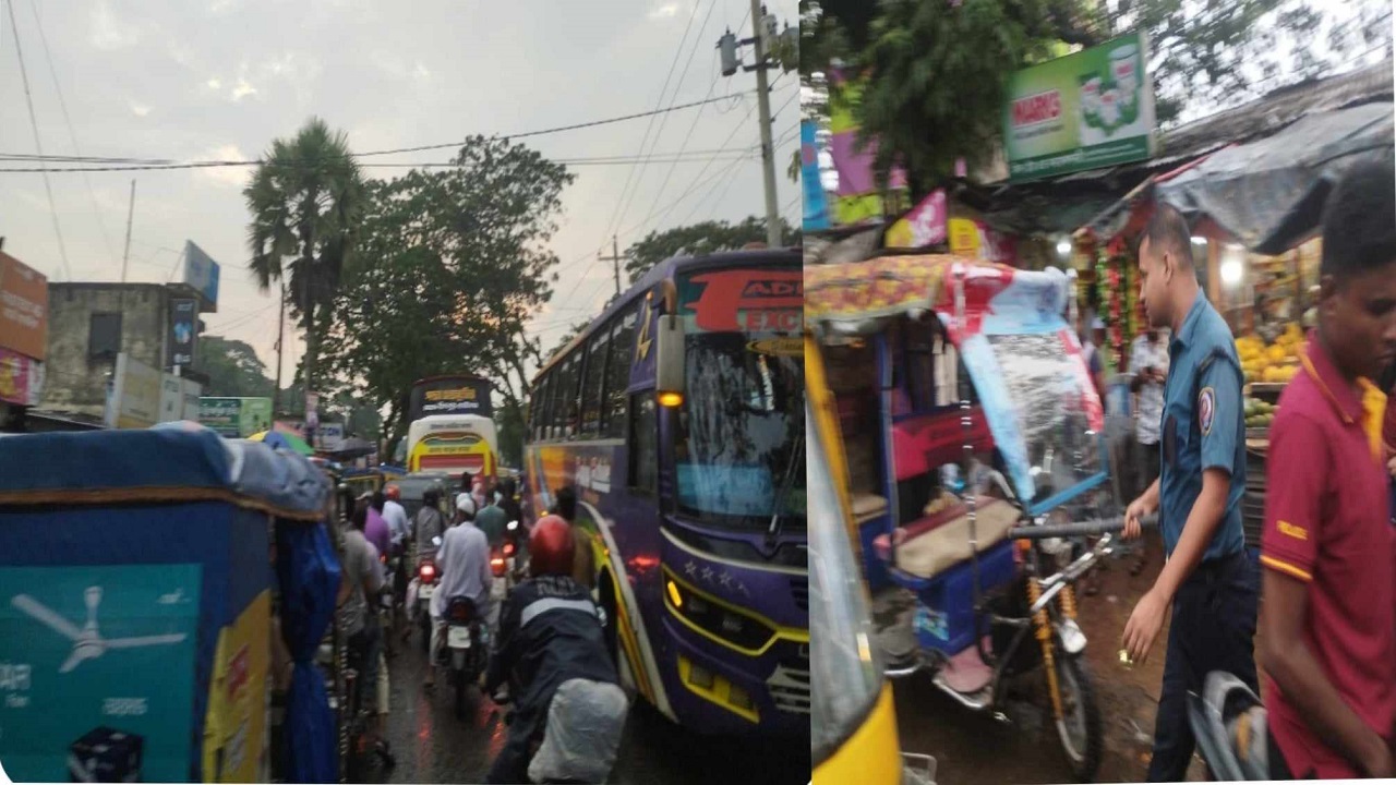 ট্রাফিক পুলিশের ভূমিকায় মাদক অধিদপ্তরের কর্মকর্তারা। ছবি : কালবেলা