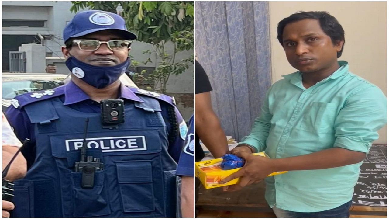 পুলিশের কাছে গ্রেপ্তারকৃত আসামি। ছবি: সংগৃহীত