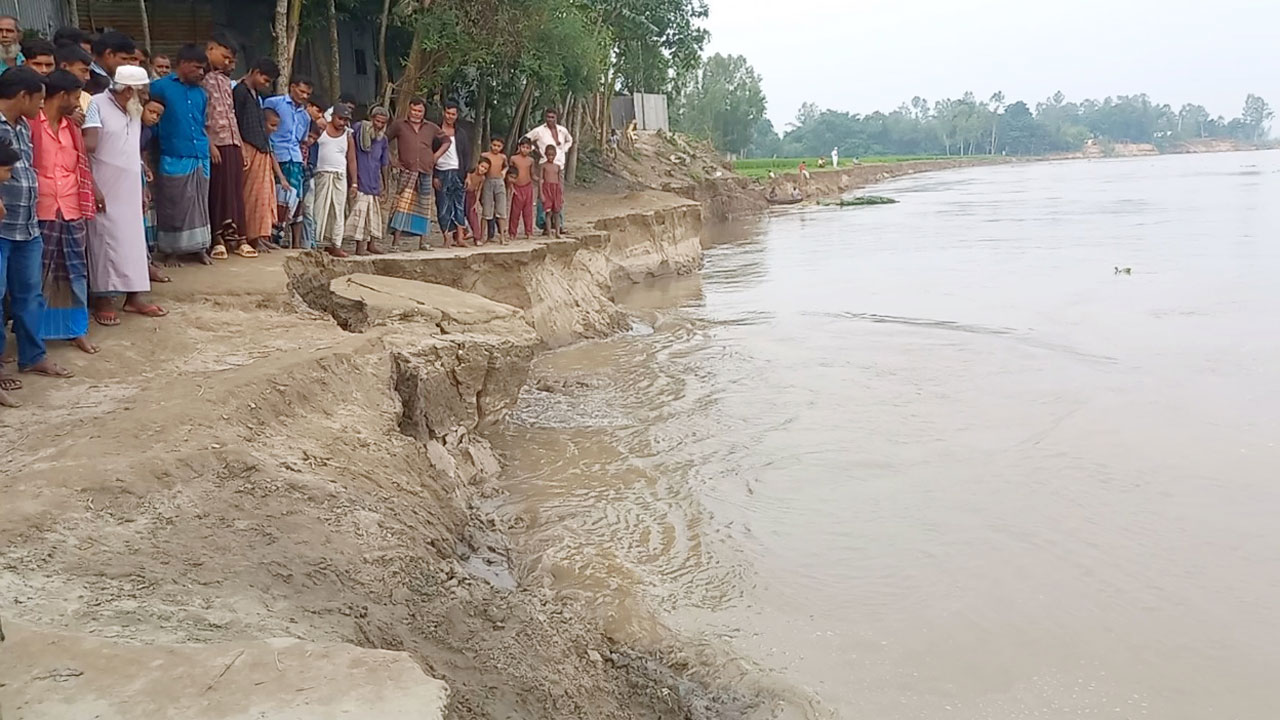 শেরপুরে দশানী নদীর ভাঙন। ছবি : কালবেলা