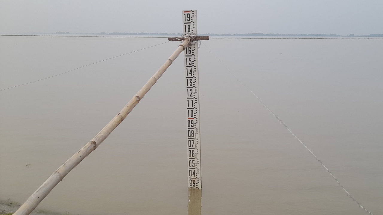সিরাজগঞ্জ হার্ড পয়েন্টে যমুনা নদীর পানি। ছবি : কালবেলা