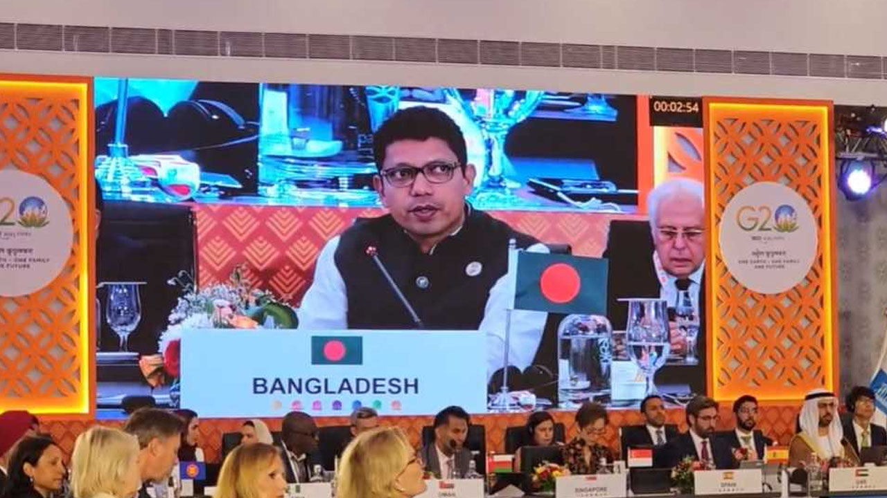 জি-২০ সম্মেলনে তথ্য ও যোগাযোগ প্রযুক্তি (আইসিটি) প্রতিমন্ত্রী জুনাইদ আহমেদ পলক। ছবি : কালবেলা