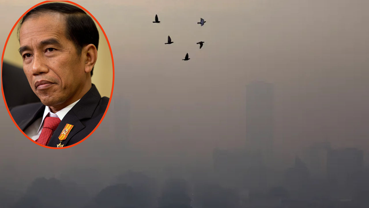 বায়ুদূষণে ঢাকা পড়েছে রাজধানী জাকার্তা, ইনসেটে দেশটির প্রেসিডেন্ট। ছবি : সংগৃহীত