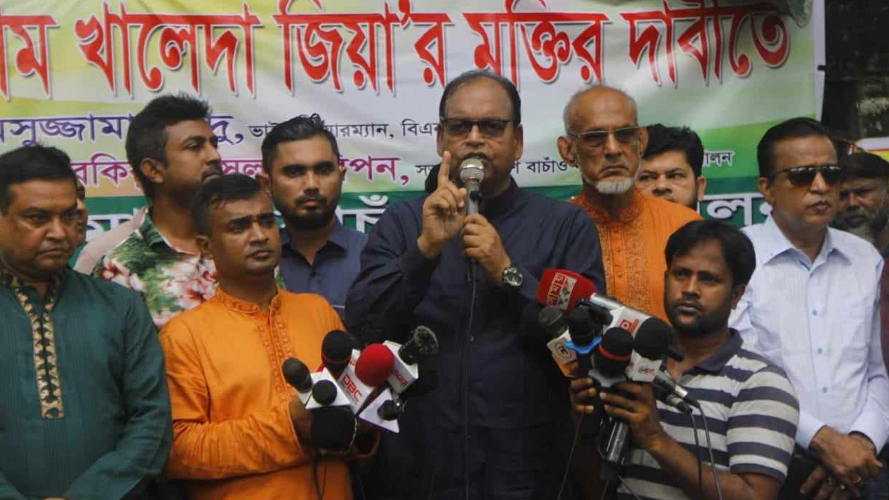 জাতীয় প্রেস ক্লাবের সামনে বিএনপির ভাইস চেয়ারম্যান শামসুজ্জামান দুদু। ছবি : সংগৃহীত