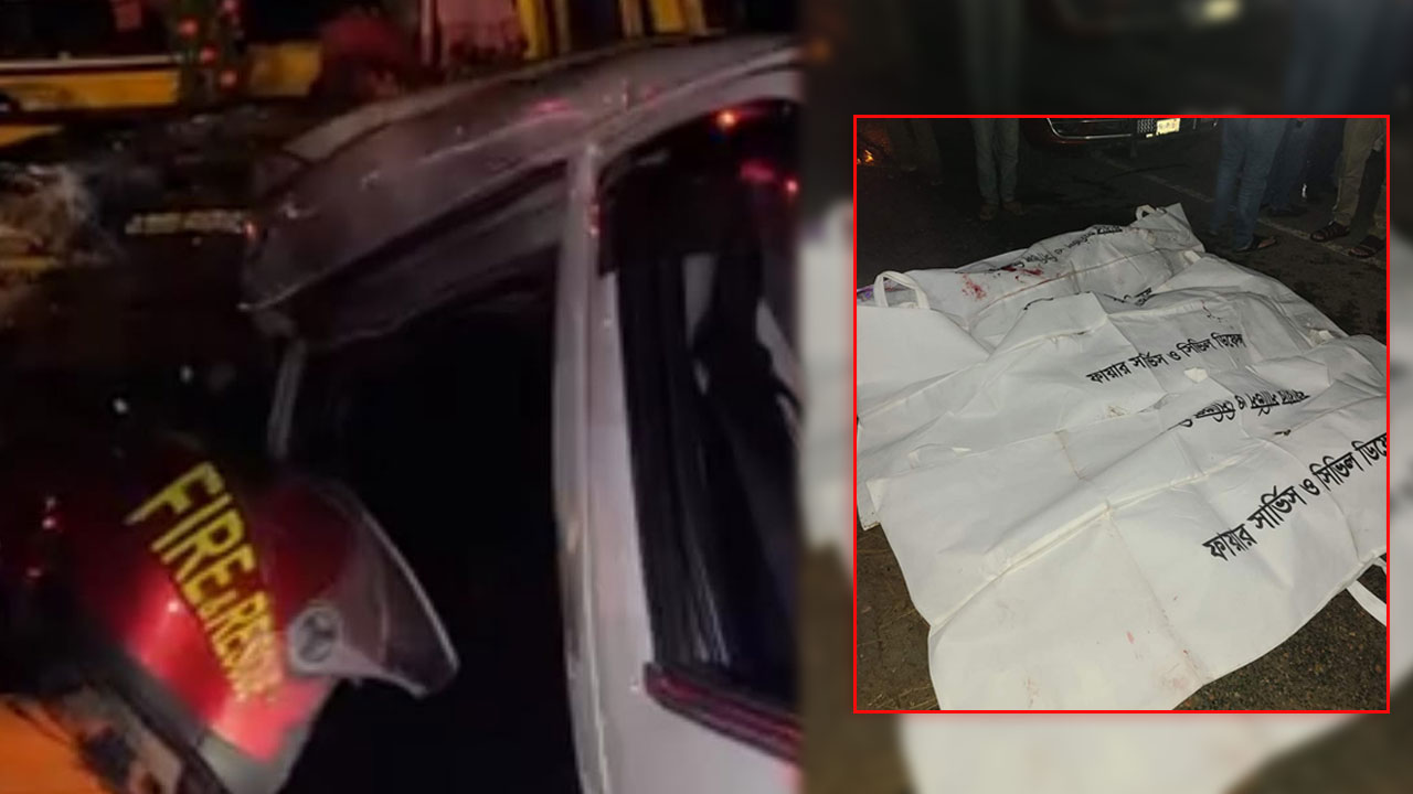 মাইক্রোবাসের সঙ্গে ট্রাকের মুখোমুখি সংঘর্ষ। ছবি : কালবেলা