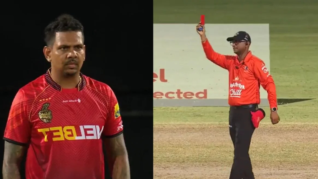 ক্রিকেটে প্রথম লাল কার্ড পেলেন নারাইন। ছবি : সংগৃহীত