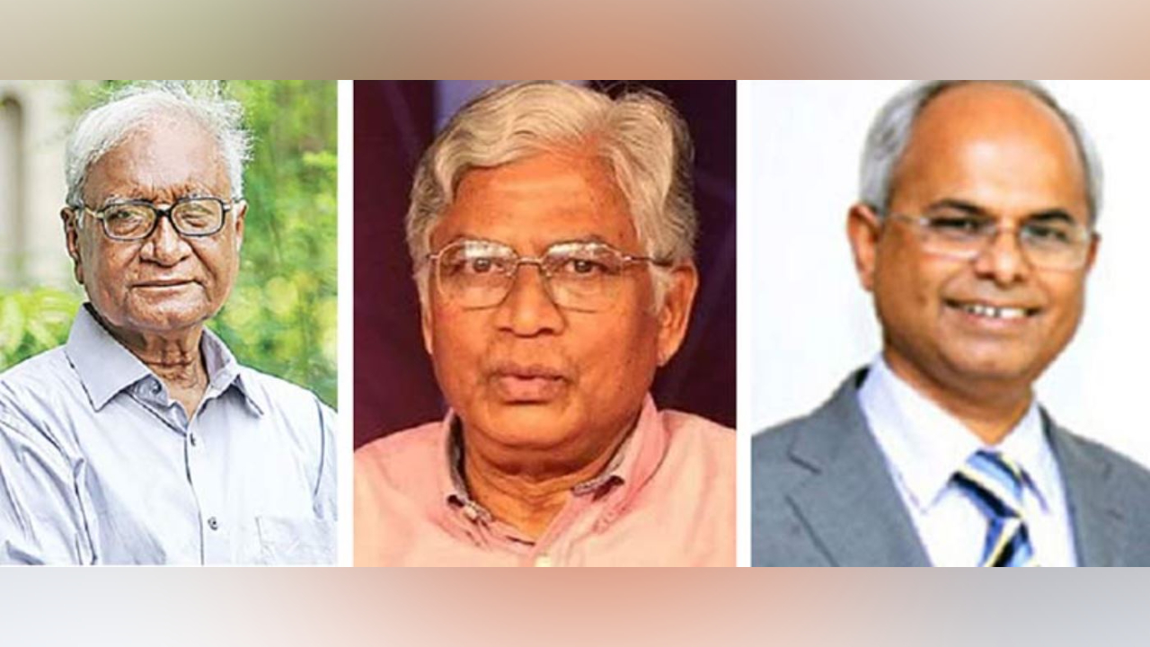 ঢাকা বিশ্ববিদ্যালয়ের ইমেরিটাস অধ্যাপক সিরাজুল ইসলাম চৌধুরী, সাবেক আইজিপি মুহাম্মদ নুরুল হুদা ও সাবেক শিক্ষা সচিব মো. নজরুল ইসলাম খান (এনআই খান)। ছবি : সৌজন্য
