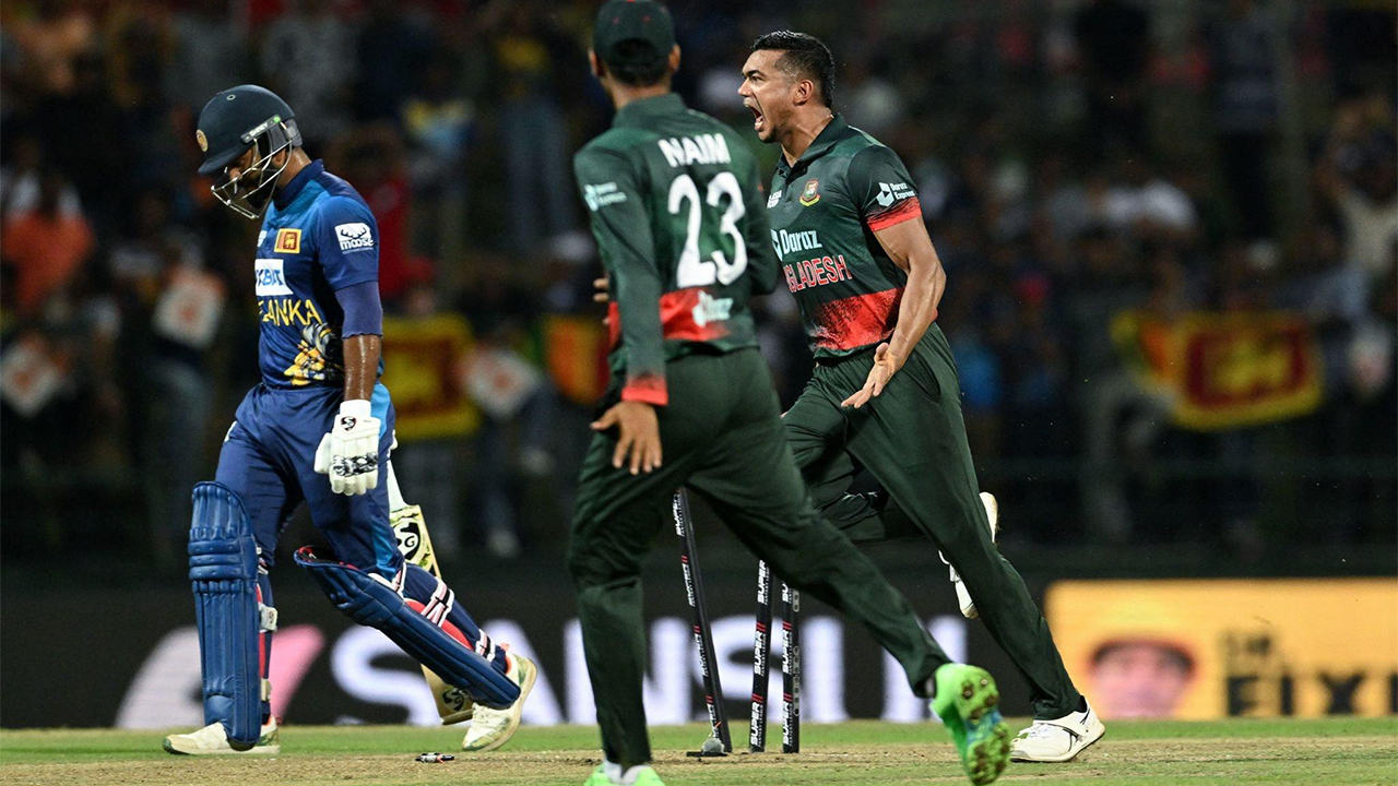 উইকেট শিকারের পর তাসকিনের উল্লাস। ছবি : সংগৃহীত