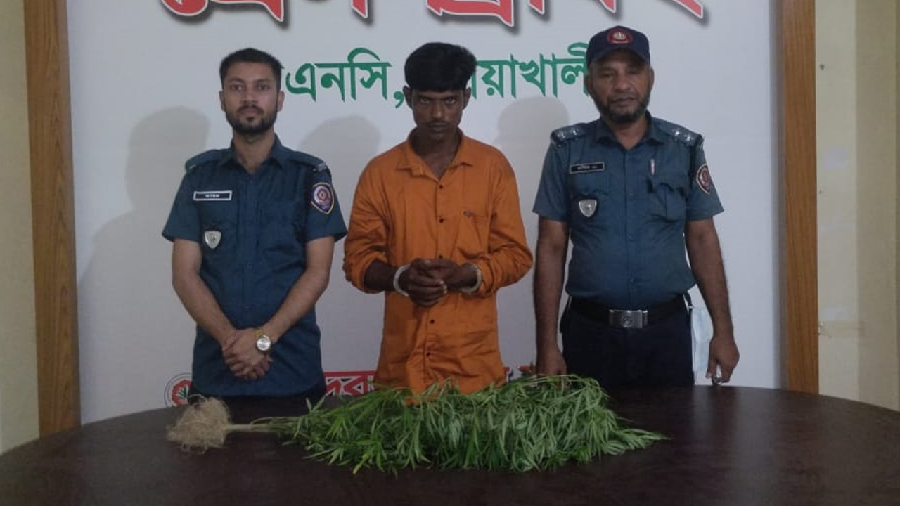 নোয়াখালীর সোনাইমুড়ীতে গ্রেপ্তার মো. সিরাজুল ইসলাম। ছবি : কালবেলা