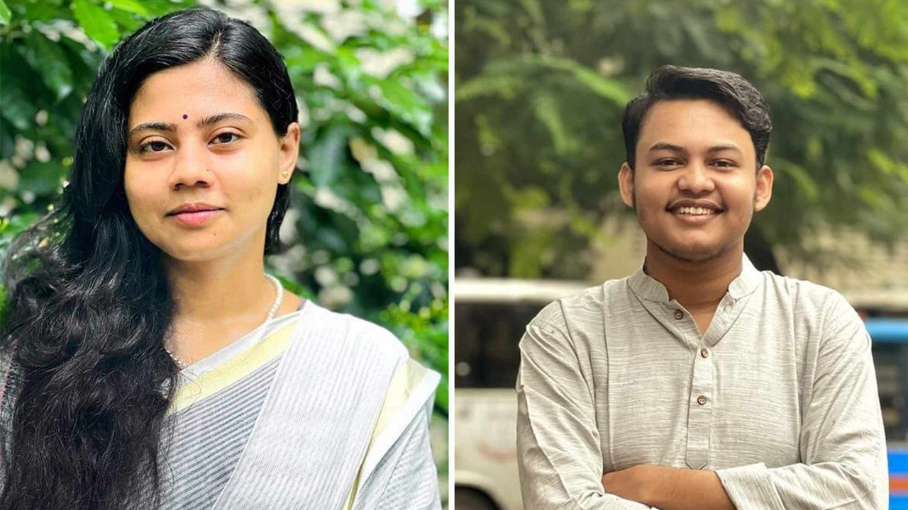 জবিস্থ ফেনী জেলা ছাত্রকল্যাণের নেতৃত্বে স্বর্ণা-ফাইয়াজ। ছবি : কালবেলা