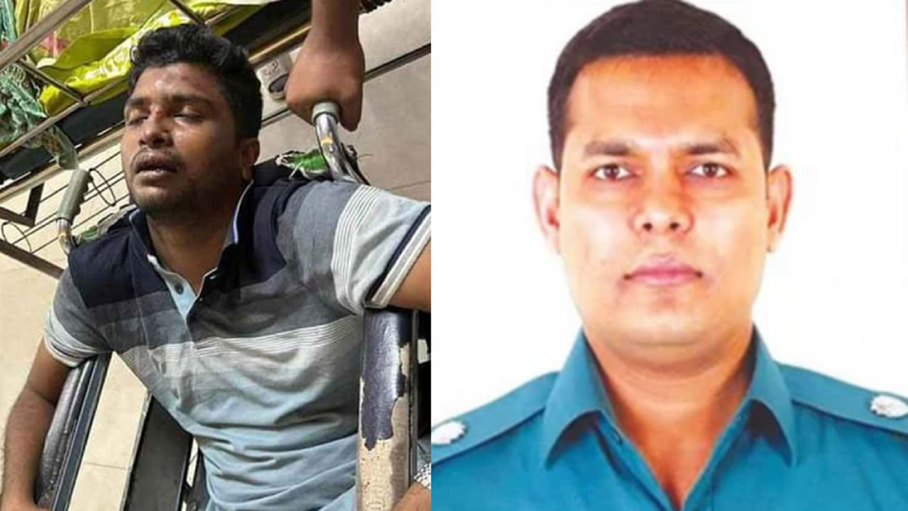 বাঁ থেকে আহত ছাত্রলীগ নেতা নাঈম ও এডিসি হারুন। ছবি: সংগৃহীত
