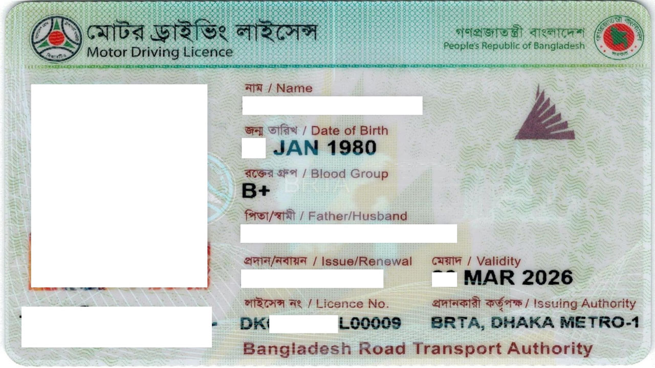 মোটর ড্রাইভিং লাইসেন্সের প্রতীকী ছবি