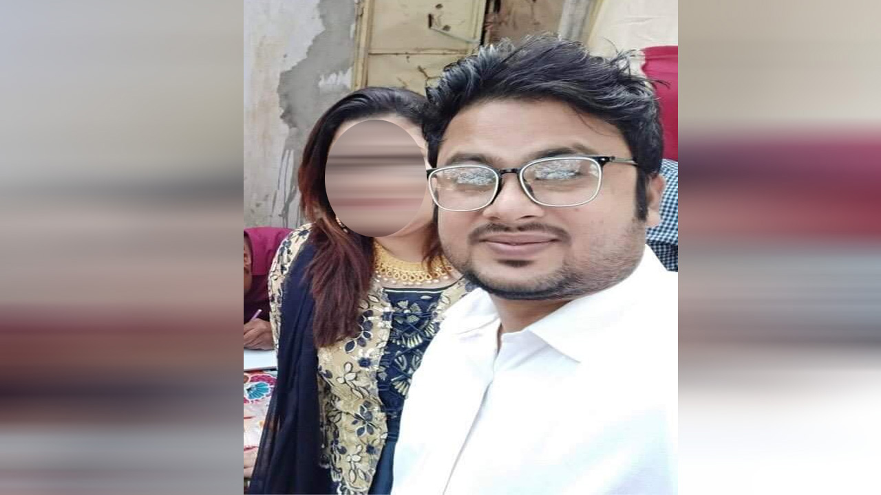 রাবি ছাত্রলীগের সভাপতির পদপ্রার্থী কাজী আমিনুল হক লিংকন ও তার স্ত্রী। ছবি : সংগৃহীত