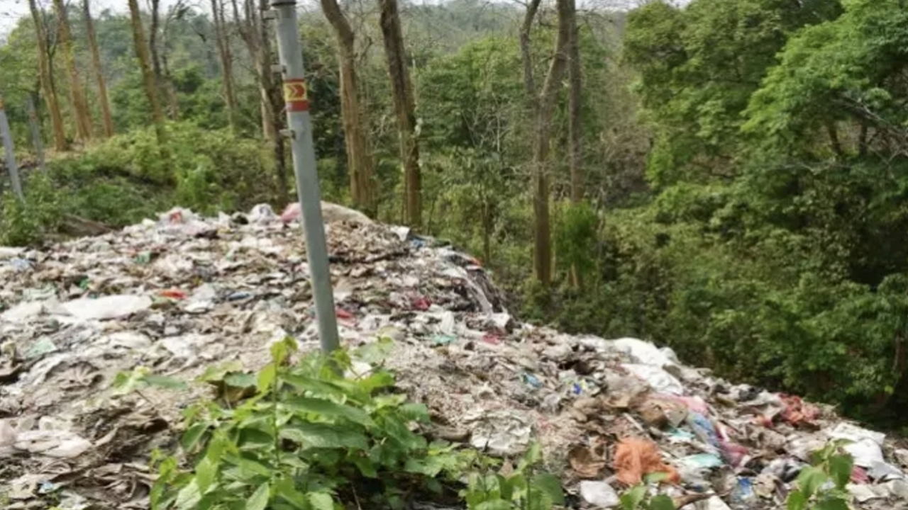 কাপ্তাইয়ের জেটিঘাট এলাকায় ময়লার স্তূপ। ছবি : কালবেলা