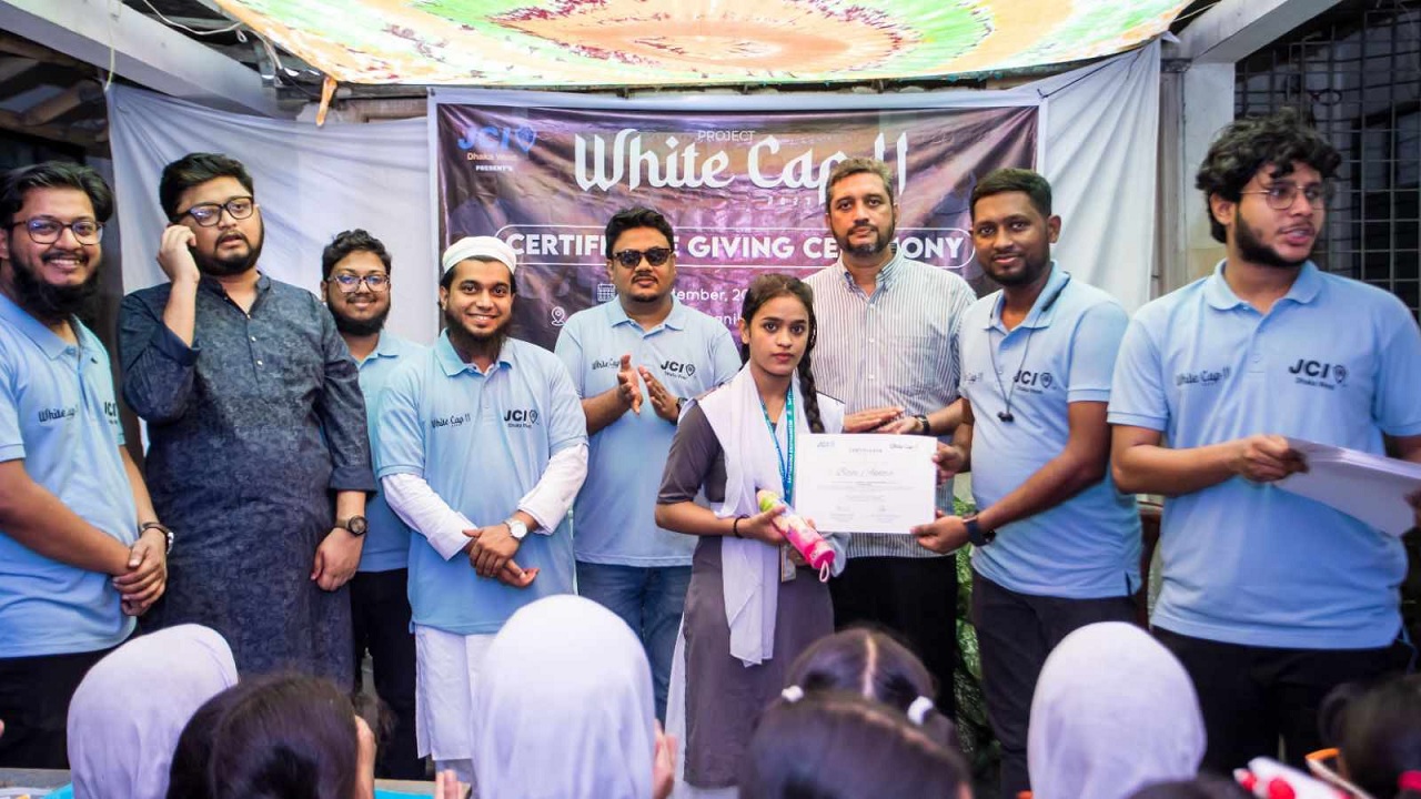 প্রজেক্ট ‘হোয়াইট ক্যাপ-২’ সম্পন্ন করল জুনিয়র চেম্বার ইন্টারন্যাশনাল (জেসিআই) ঢাকা ওয়েস্ট। ছবি : সংগৃহীত