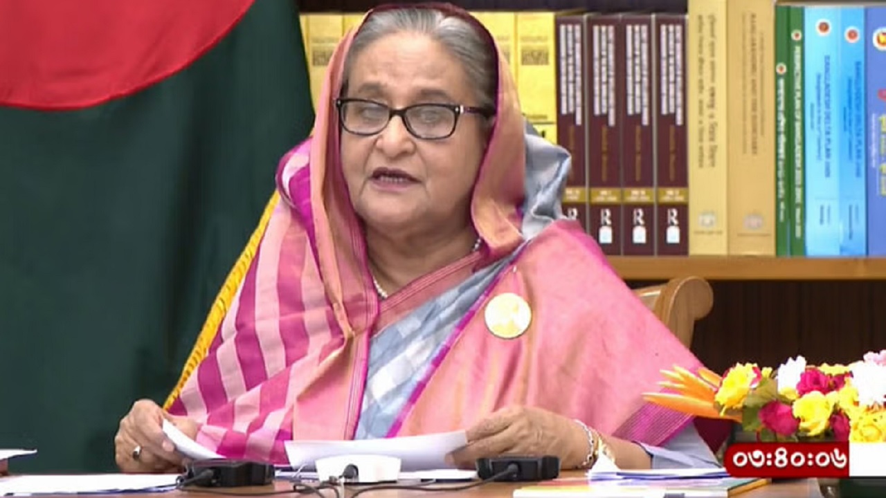 বৃহস্পতিবার ইউরেনিয়াম হস্তান্তর অনুষ্ঠানে বক্তব্য দেন প্রধানমন্ত্রী শেখ হাসিনা। ছবি : সংগৃহীত
