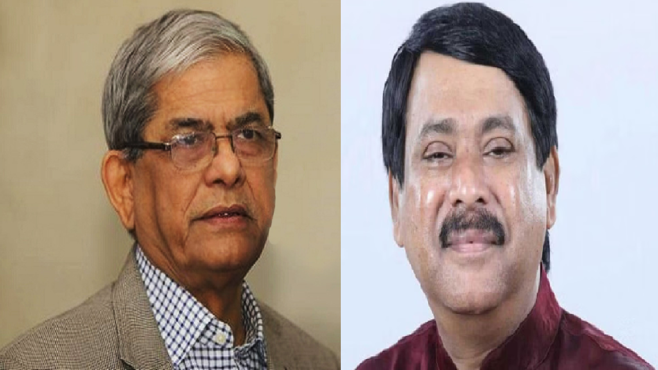 মির্জা ফখরুল ইসলাম আলমগীর ও মনিরুল হক সাক্কু। ছবি : সংগৃহীত