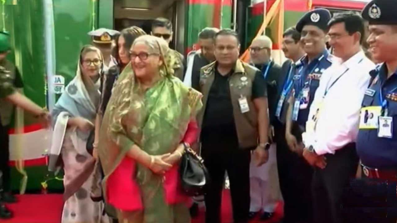 পদ্মা সেতু হয়ে ভাঙ্গায় পৌঁছেছেন প্রধানমন্ত্রী। ছবি : সংগৃহীত