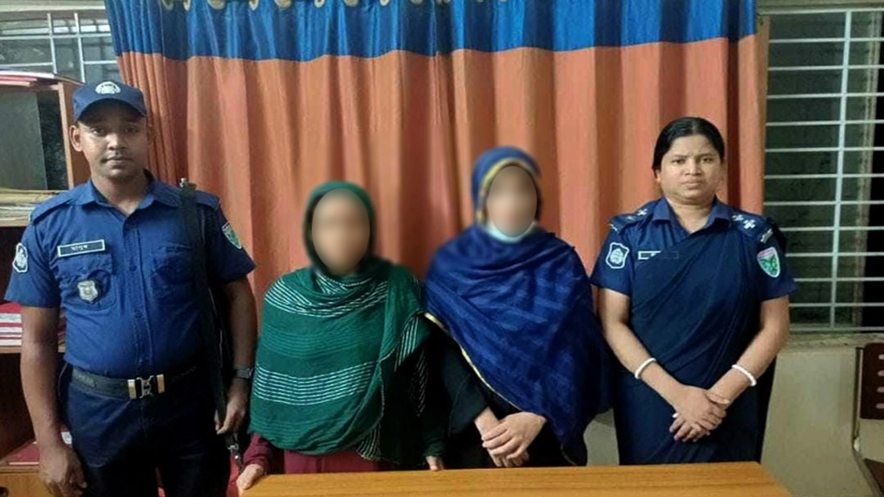 গ্রেপ্তারকৃত স্ত্রী ও শাশুড়ি। ছবি : সংগৃহীত