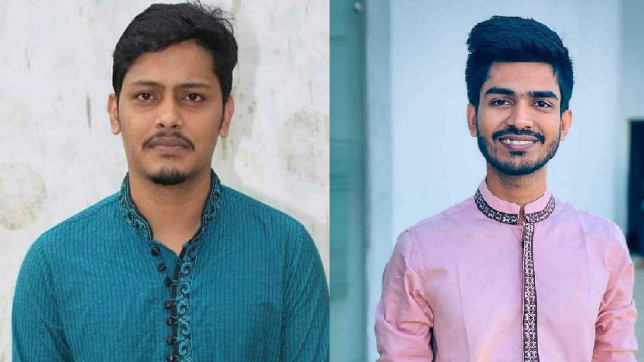 নোবিপ্রবি ছাত্রলীগের সভাপতি নাইম রহমান (বায়ে) ও সম্পাদক জাহিদ হাসান শুভ (ডানে)। ছবি : সংগৃহীত