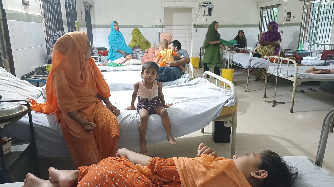 ব্রাহ্মণপাড়ার উপজেলা স্বাস্থ্য কমপ্লেক্সে চিকিৎসা নিচ্ছেন শিশু ও বৃদ্ধরা। ছবি : কালবেলা