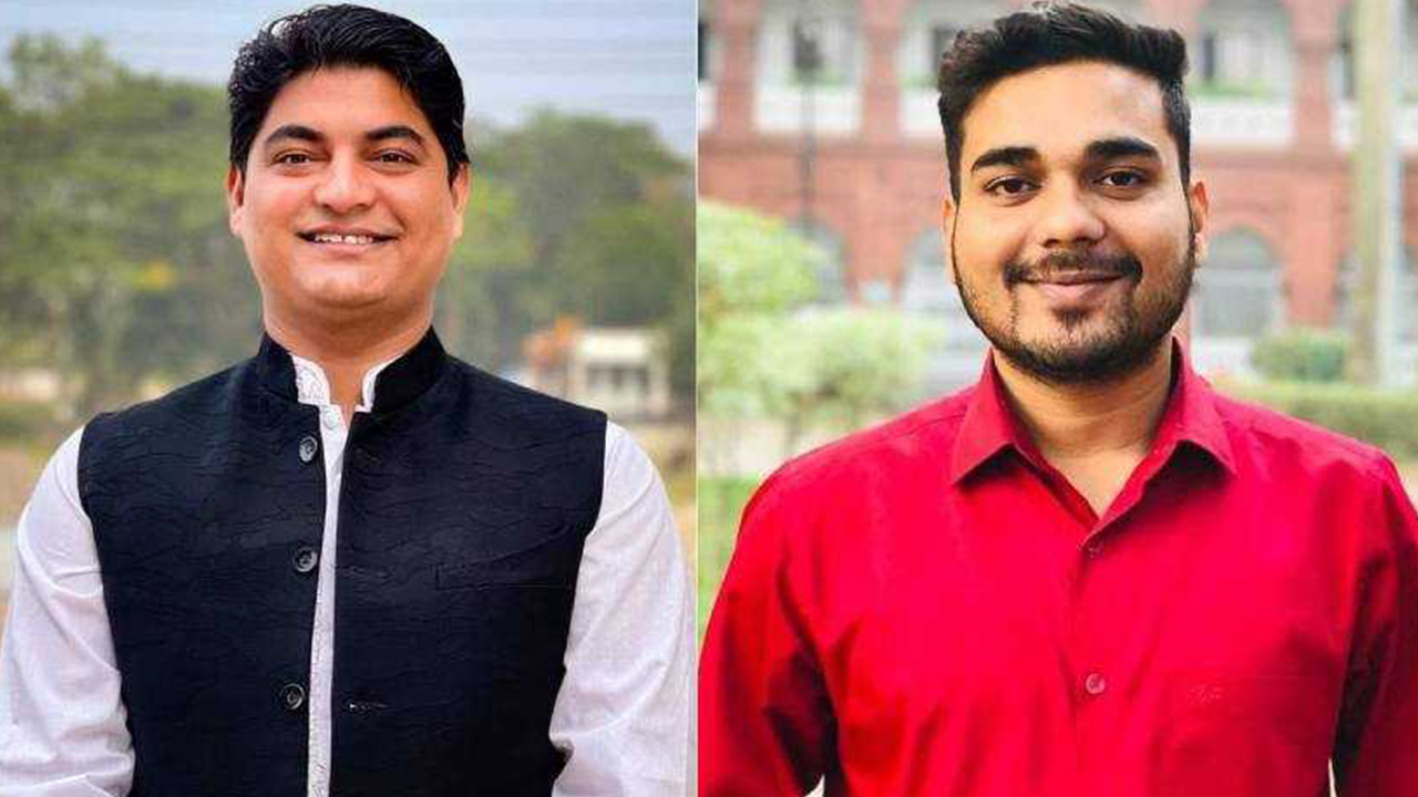 মাভাবিপ্রবি ছাত্রলীগের সভাপতি মানিক শীল (বামে) ও সাধারণ সম্পাদক মো. হুমায়ূন কবির (ডানে)। ছবি : কালবেলা