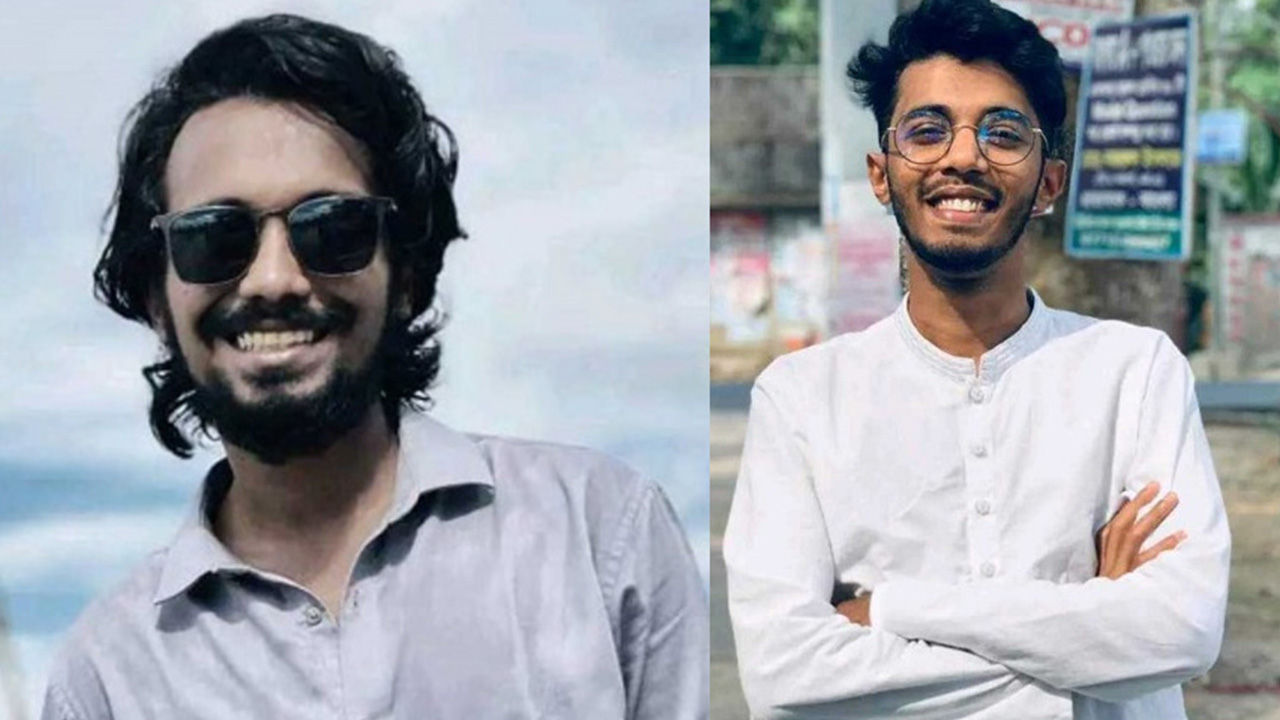 পবিপ্রবি ডিবেটিং সোসাইটির সভাপতি তানজিদ হাসান জিসান ও সাধারণ সম্পাদক মো. তাওহীদুর রহমান। ছবি : কালবেলা