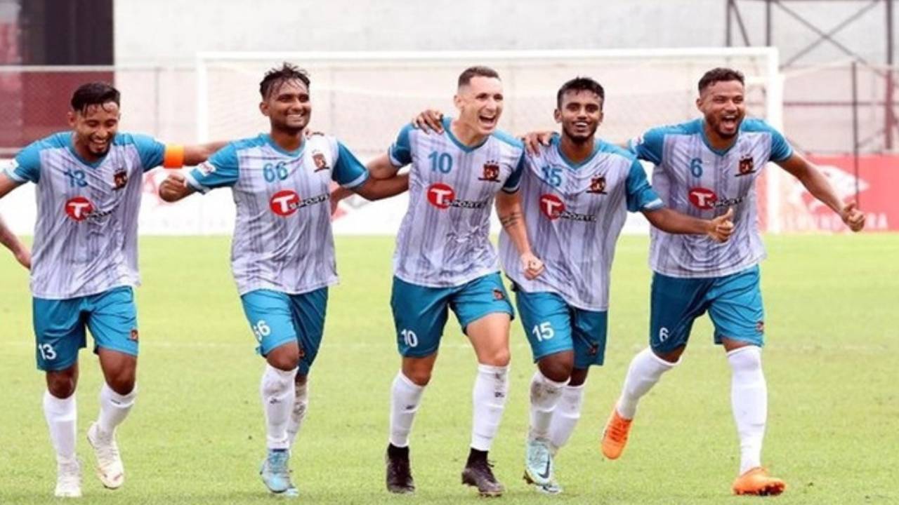 গোলের পর শেখ জামালের ফুটবলারদের উল্লাস। ছবি : সংগৃহীত