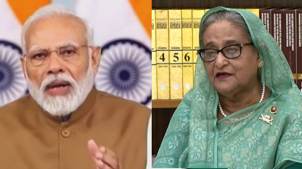 ভারতের প্রধানমন্ত্রী নরেন্দ্র মোদি ও বাংলাদেশের প্রধানমন্ত্রী শেখ হাসিনা। ছবি : সংগৃহীত