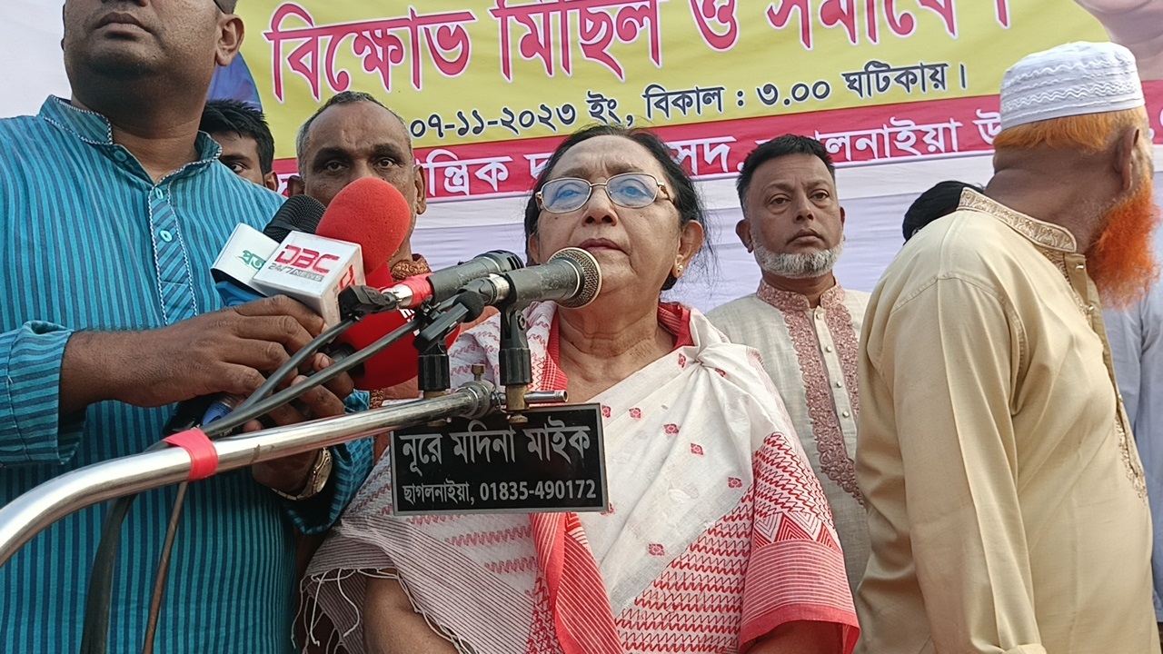 বিক্ষোভ মিছিলে বক্তব্য দিচ্ছেন শিরীন আখতার। ছবি : কালবেলা
