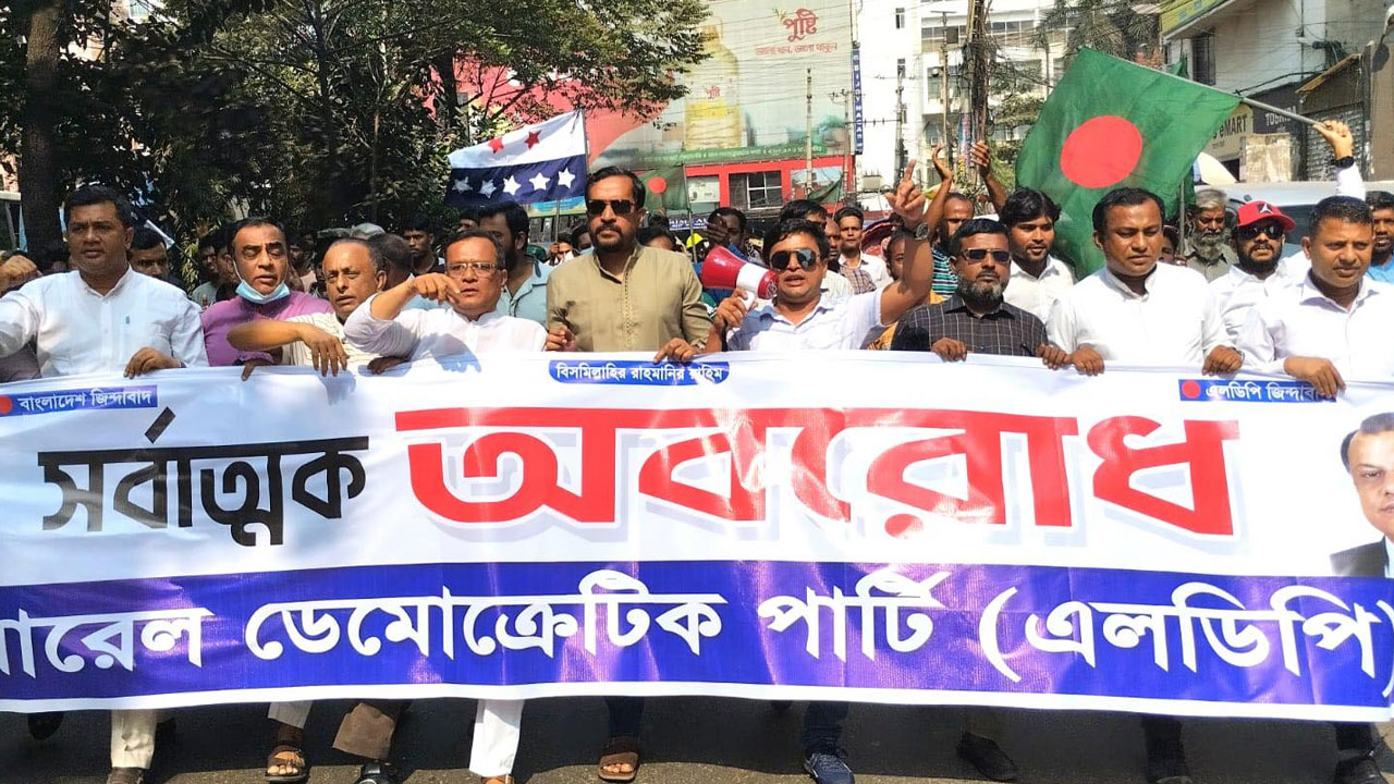 এলডিপির ভাইস প্রেসিডেন্ট মাহে আলম চৌধুরীর নেতৃত্বে মিছিল। ছবি : সংগৃহীত
