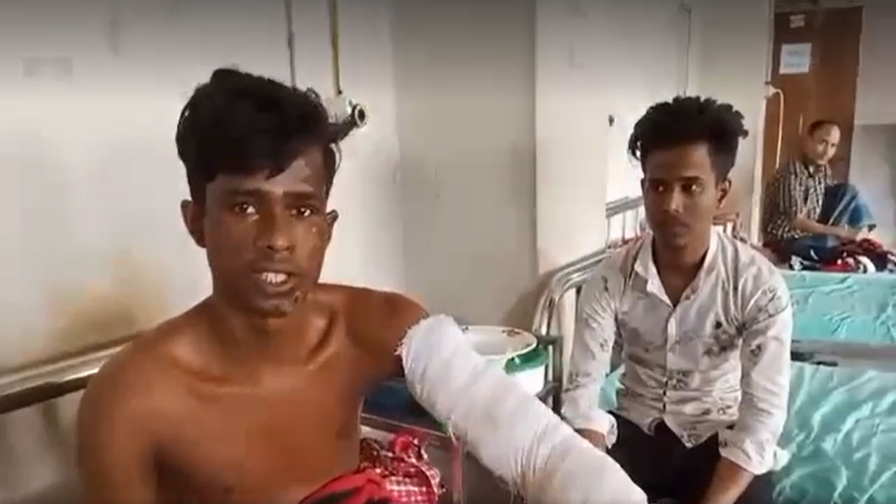 আগুনে দগ্ধ হওয়ার ঘটনার বর্ণনা দিচ্ছেন ভুক্তভোগী। ছবি : ভিডিও থেকে নেওয়া
