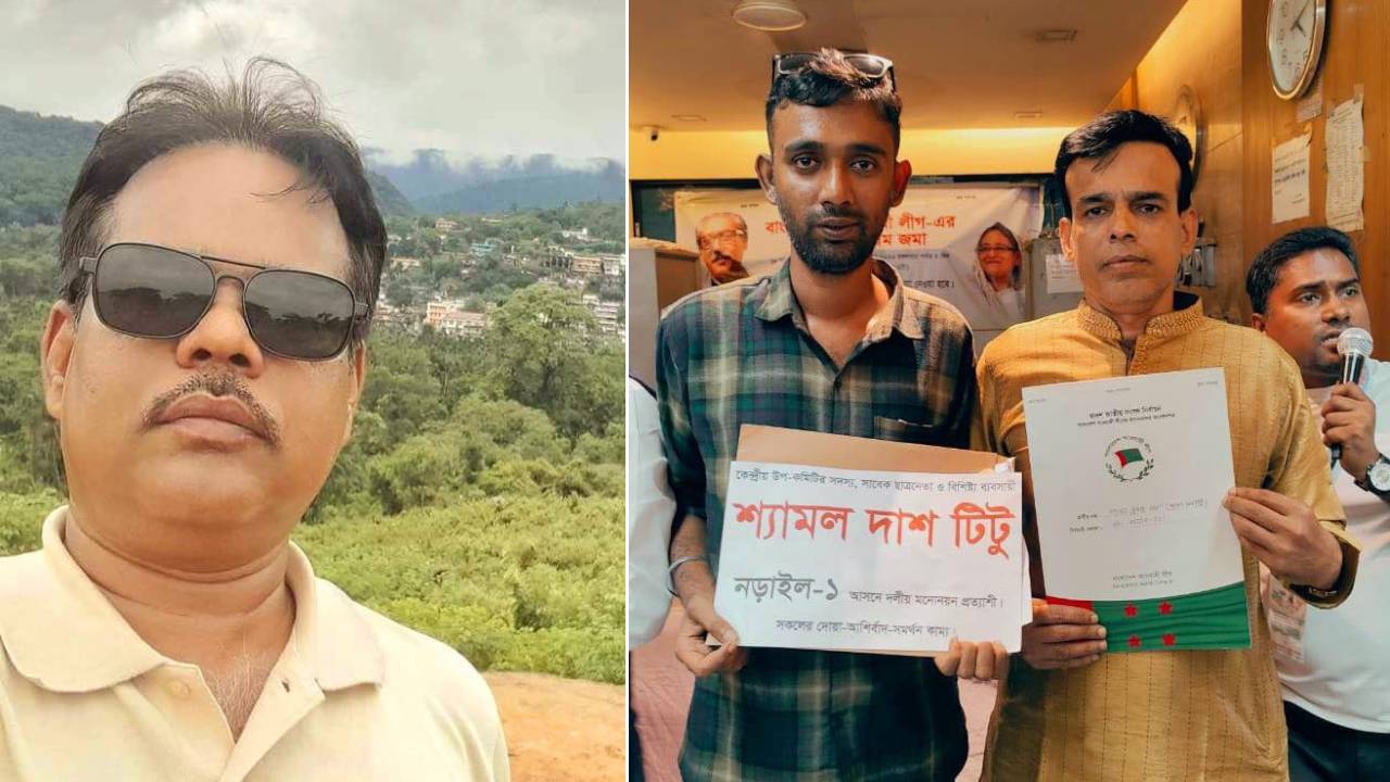 নড়াইল-১ আসনে শ্যামল দাশ টিটুর পক্ষে মনোনয়ন ফরম জমা দেন হাসনাত এ চৌধুরী। ছবি: সংগৃহীত