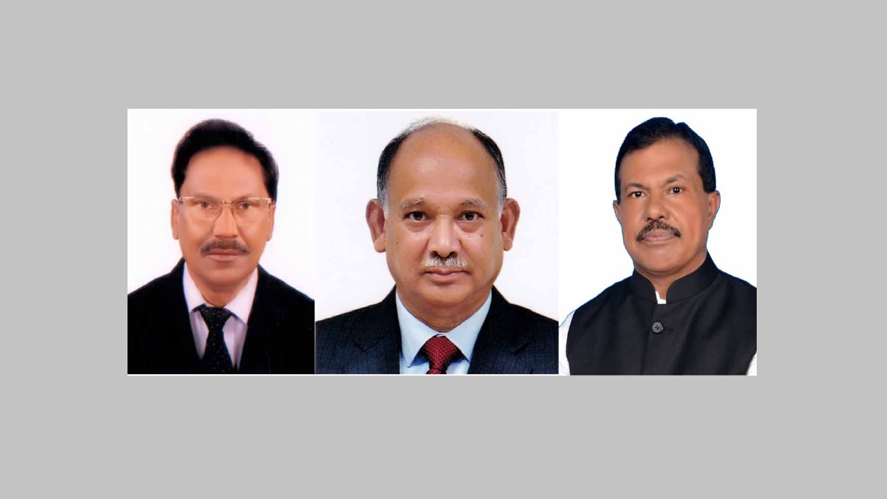 আওয়ামী লীগের মনোনয়নপ্রত্যাশী মো. আব্দুল মালেক চিশতী (বায়ে), রেলমন্ত্রী মো. নূরুল ইসলাম সুজন (মাঝে) ও ডা. মো. শাহজাহান (ডানে)। ছবি : সংগৃহীত