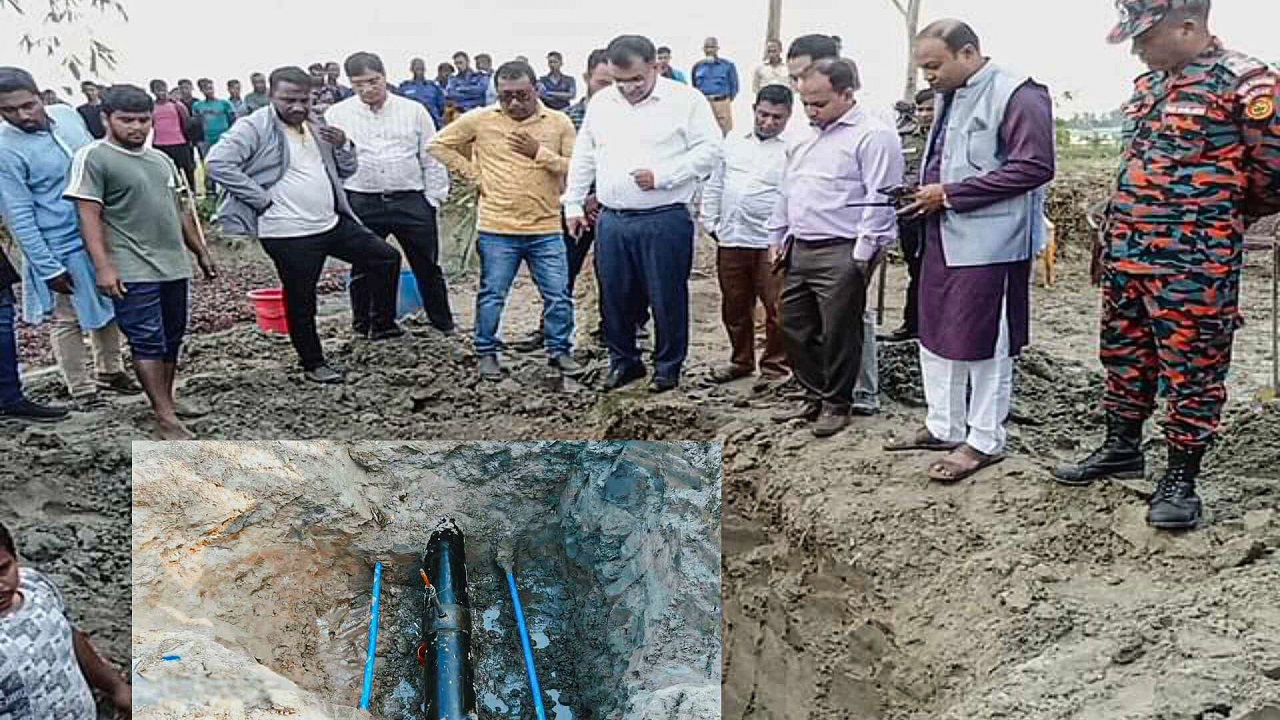 বাংলাদেশ-ভারত মৈত্রী পাইপলাইন ছিদ্র করে তেল চুরি। ছবি : কালবেলা